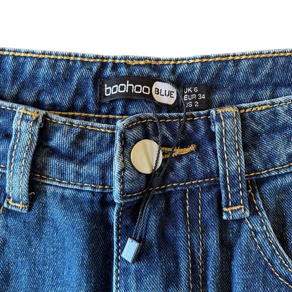 Boohoo High Waisted Mom Jeans Medium Wash Size 2 New without Tags 0640O - Picture 4 of 8